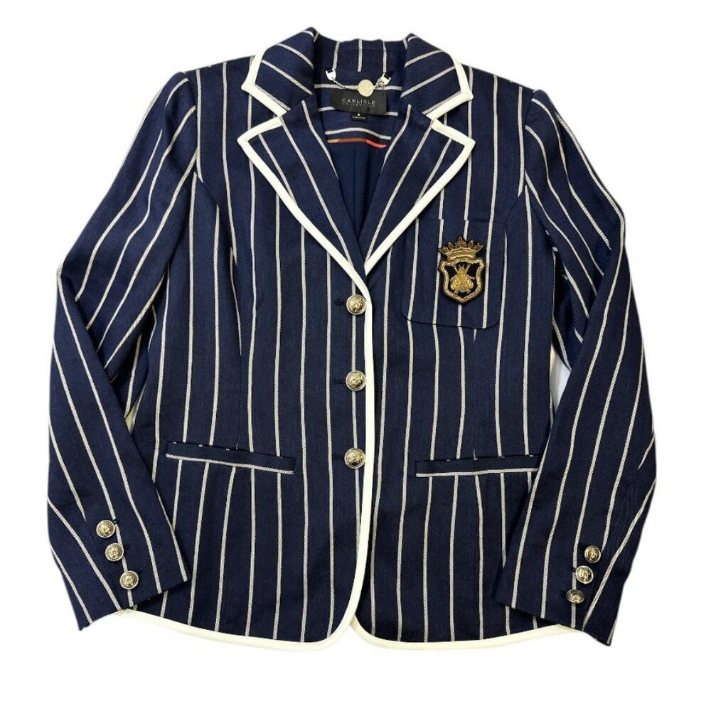 Carlisle Collection Linen Blend Jacket Captain Nautical Luxe Sz6 Tailored Blazer - Picture 2 of 16